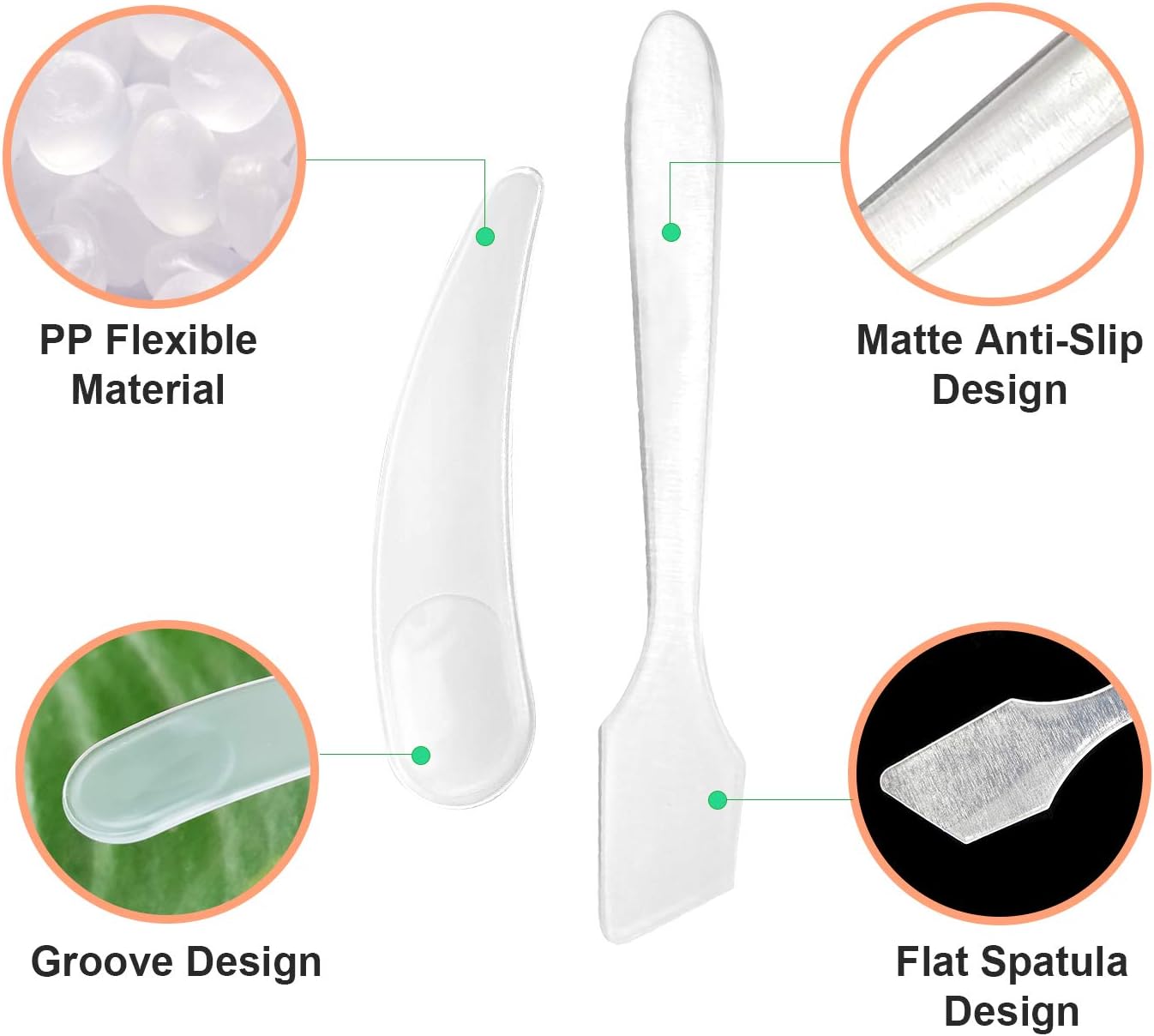 Set 300 espátulas y cucharas cosméticas plástico transparente