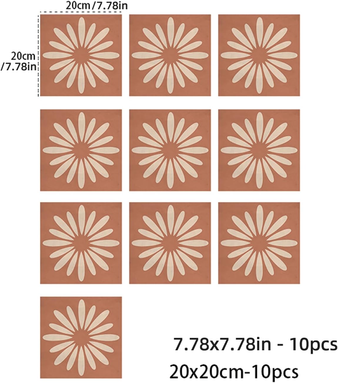 Azulejos autoadhesivos bohemios 7.87x7.87pulg 10uds cocina baño