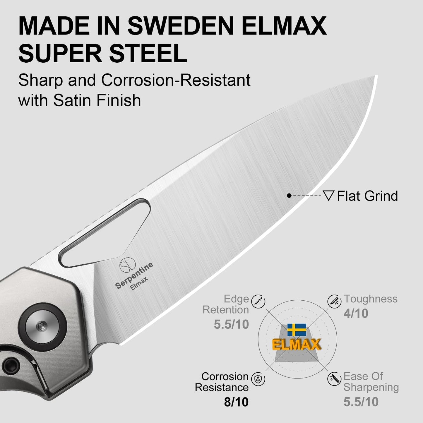 Cuchillo EDC acero Elmax 3.47pulg mango fibra titanio