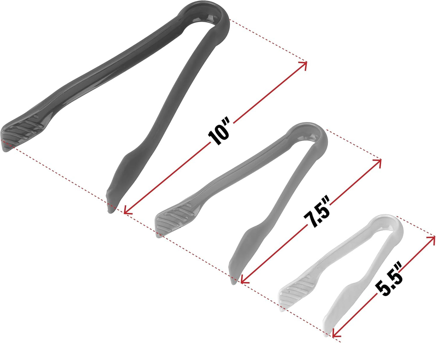Juego de 3 pinzas plásticas multicolores grises sin BPA para barbacoa