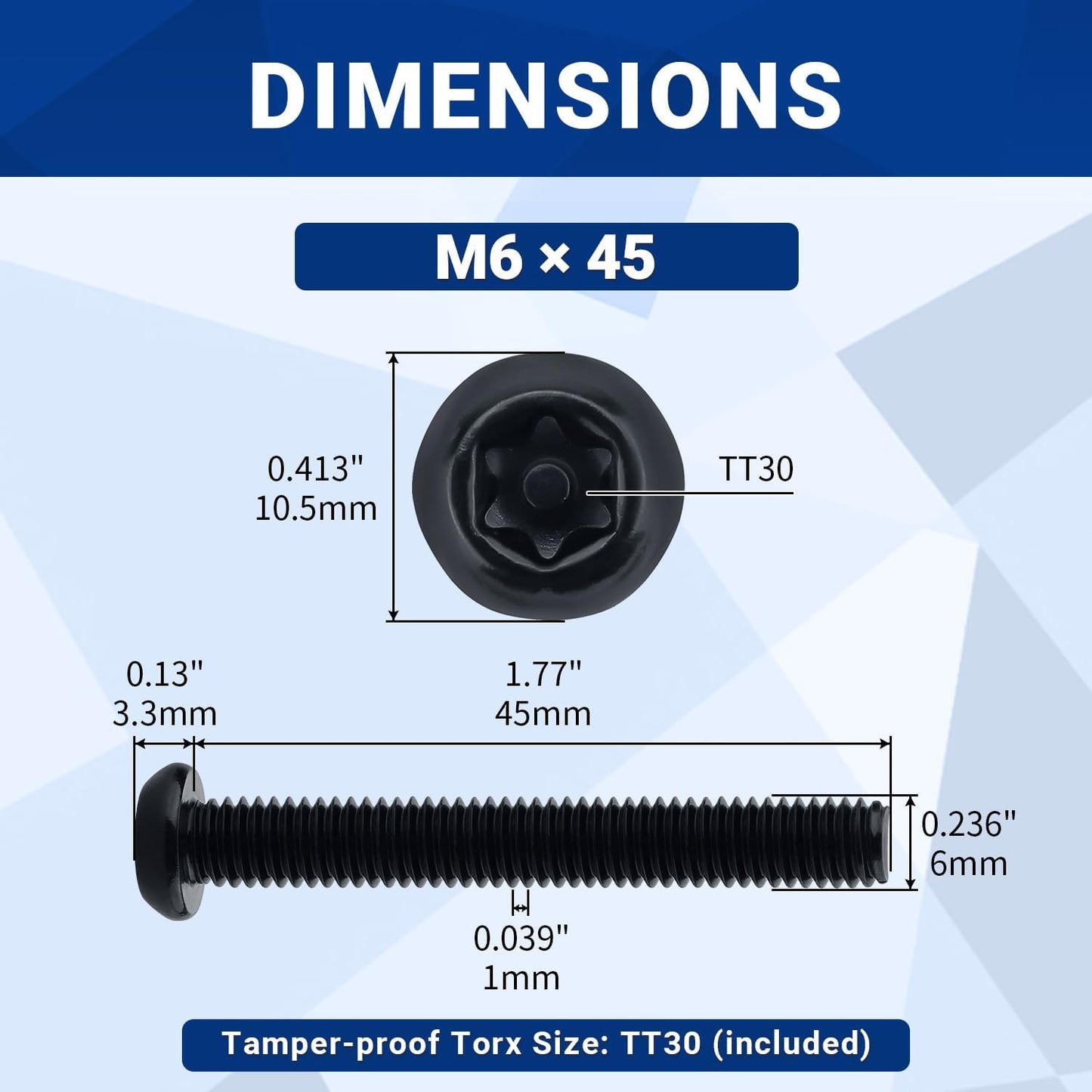 Tornillos M6 Torx Inox 18-8 25 Pzas