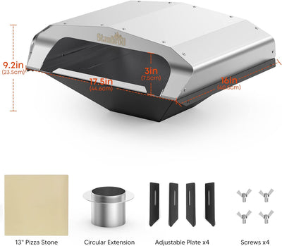 Accesorio horno pizza leña para parrillas pellets plateado