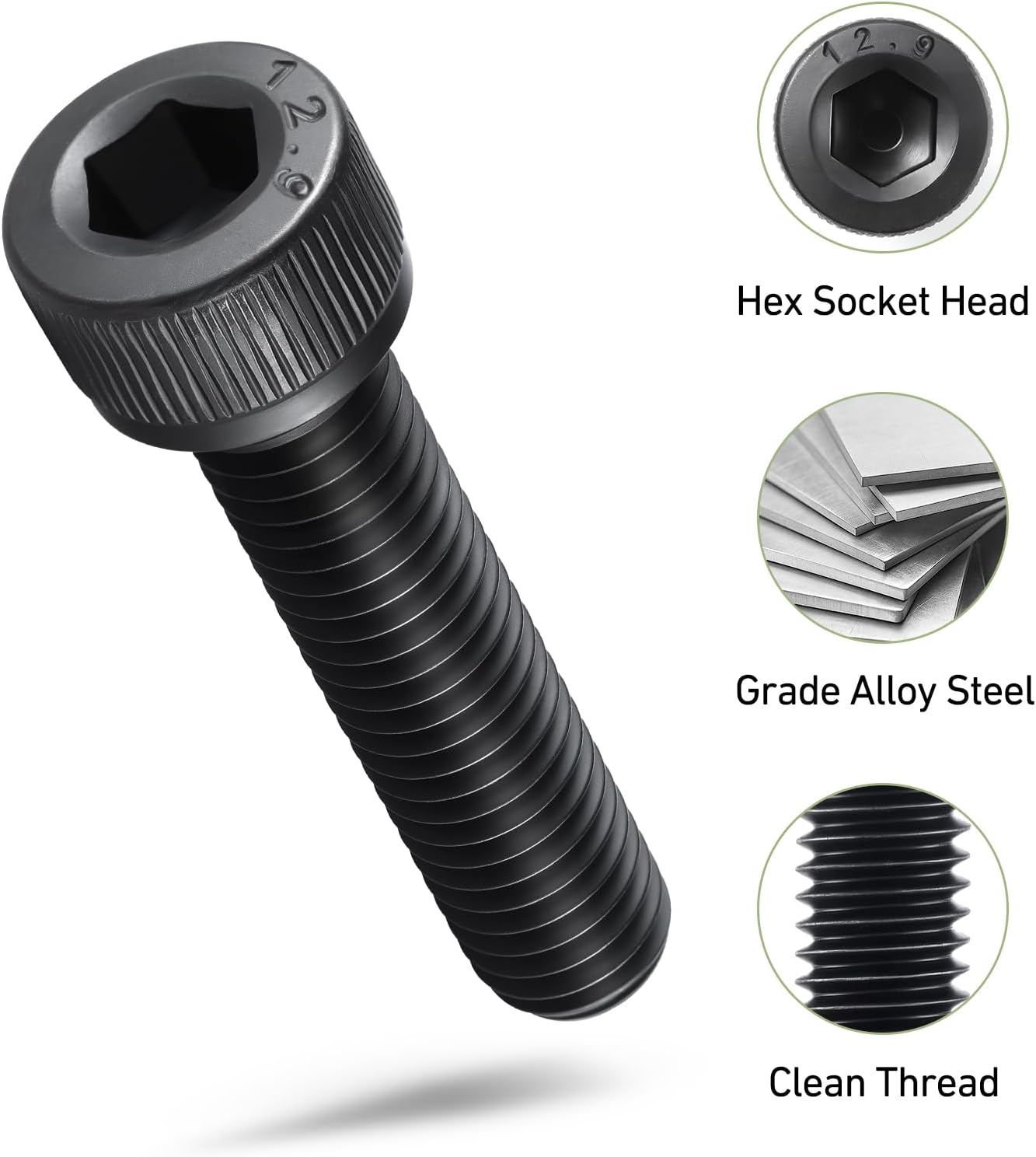Tornillo M3 Hexagonal Acero Aleación Grado 12.9