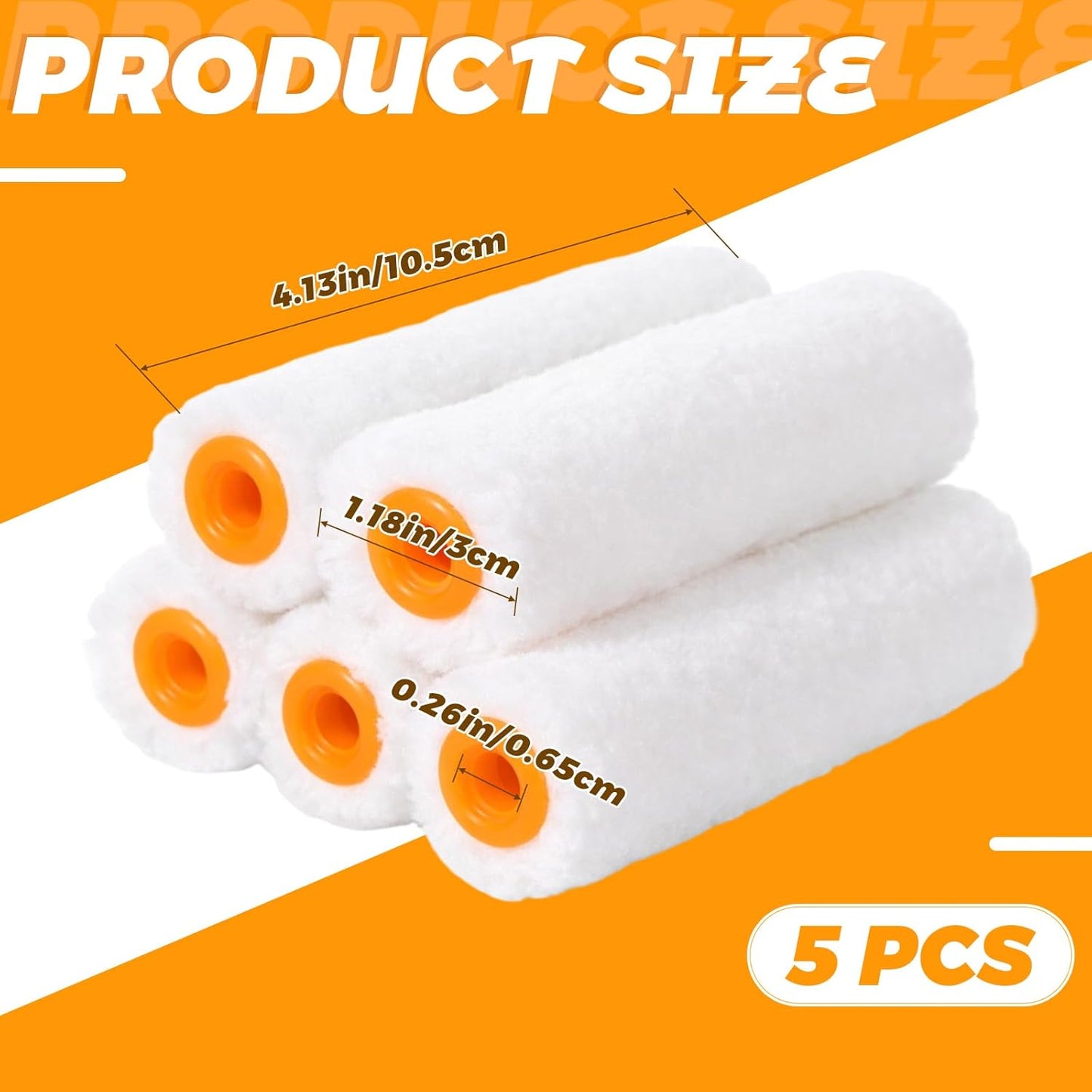 5 Rodillos Espuma 4pulg Reutilizables para Gabinetes