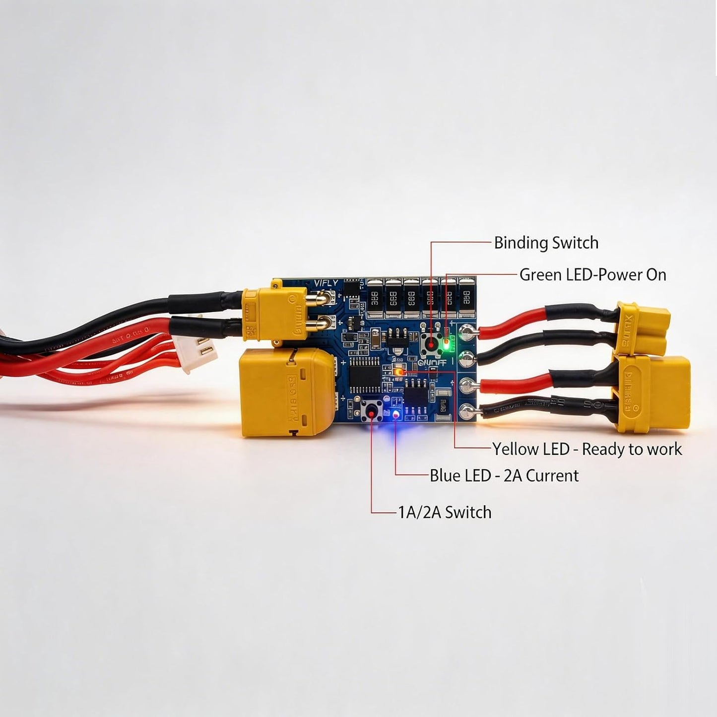 Tapón humo FPV Drone Conectores XT30 XT60 Interruptor 1A 2A