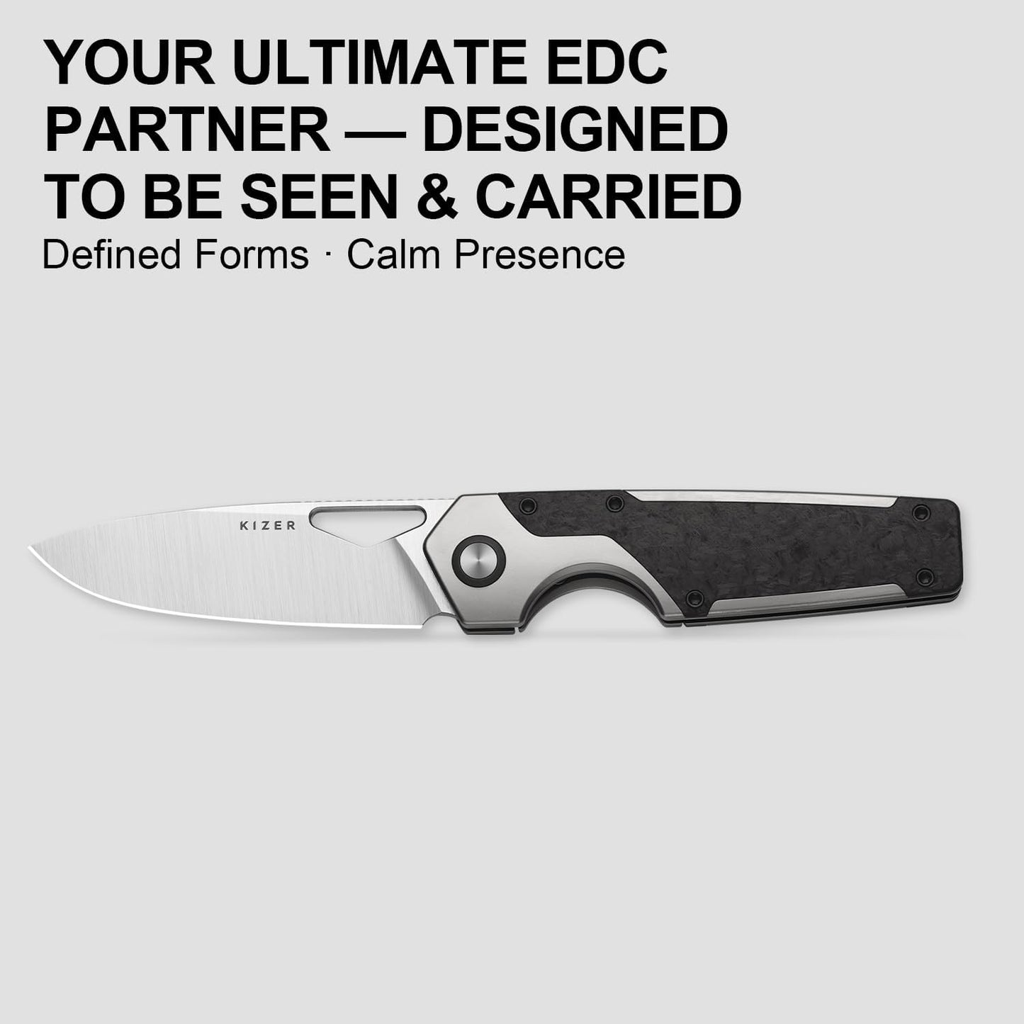 Cuchillo EDC acero Elmax 3.47pulg mango fibra titanio