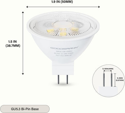 Set 12 Bombillas LED MR16 5W Blanco Cálido 12-24V