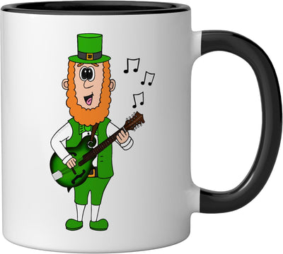 Taza Cerámica Leprechaun tocando Mandolina Día de San Patricio