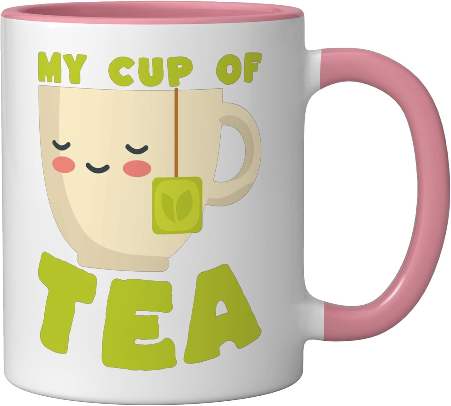 Taza Cerámica Kawaii para Té Rosa/Blanco