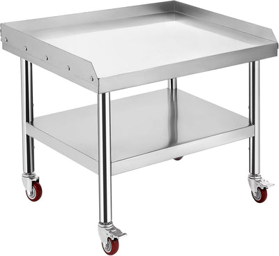Mesa acero inox para parrilla 24x28pulg con ruedas y estantes 660lb