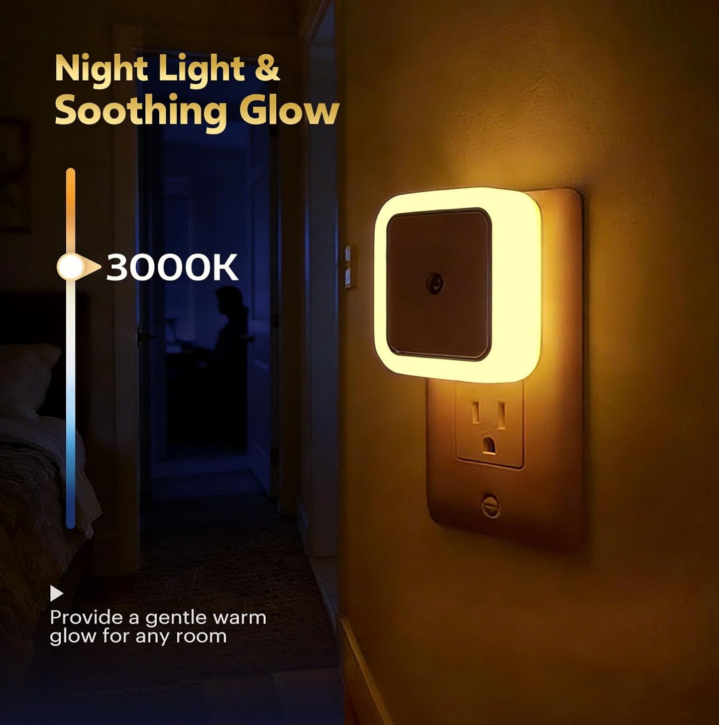 Luz Nocturna Enchufable LED 0.5W Pack 4 Blanco Cálido