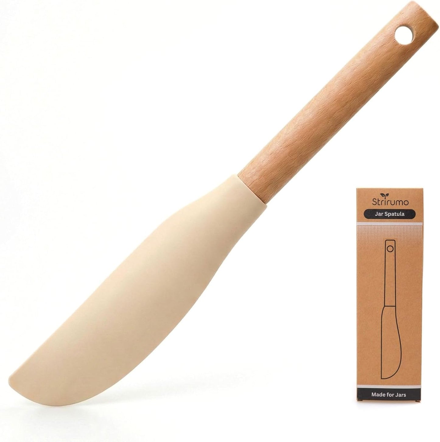 Espátula de silicona con mango de madera para tarro de 10.7 pulgadas
