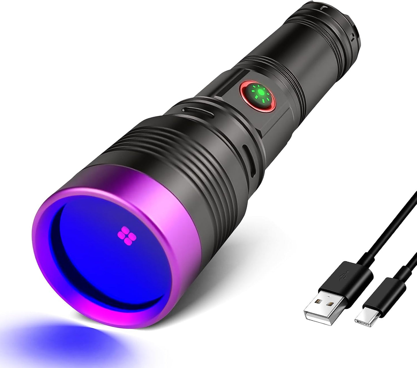 Linterna UV 365nm recargable con enfoque ajustable