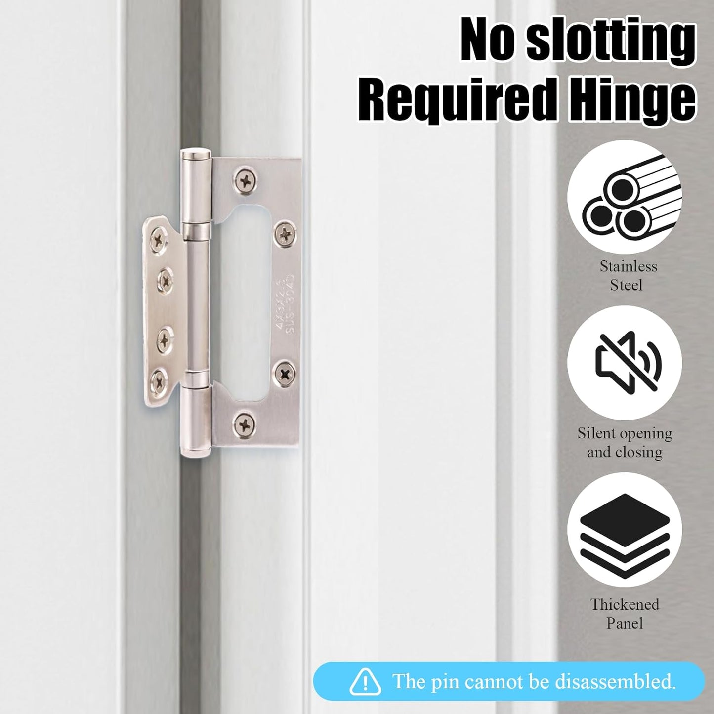 Pack 3 Bisagras Puerta Acero Inox 4x3pulg Plata