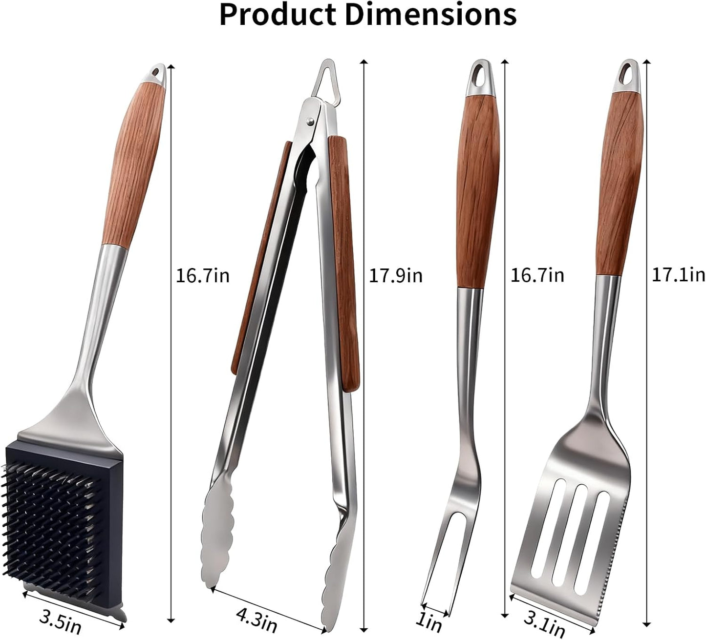 Juego parrilla acero inox con espátula tenedor
