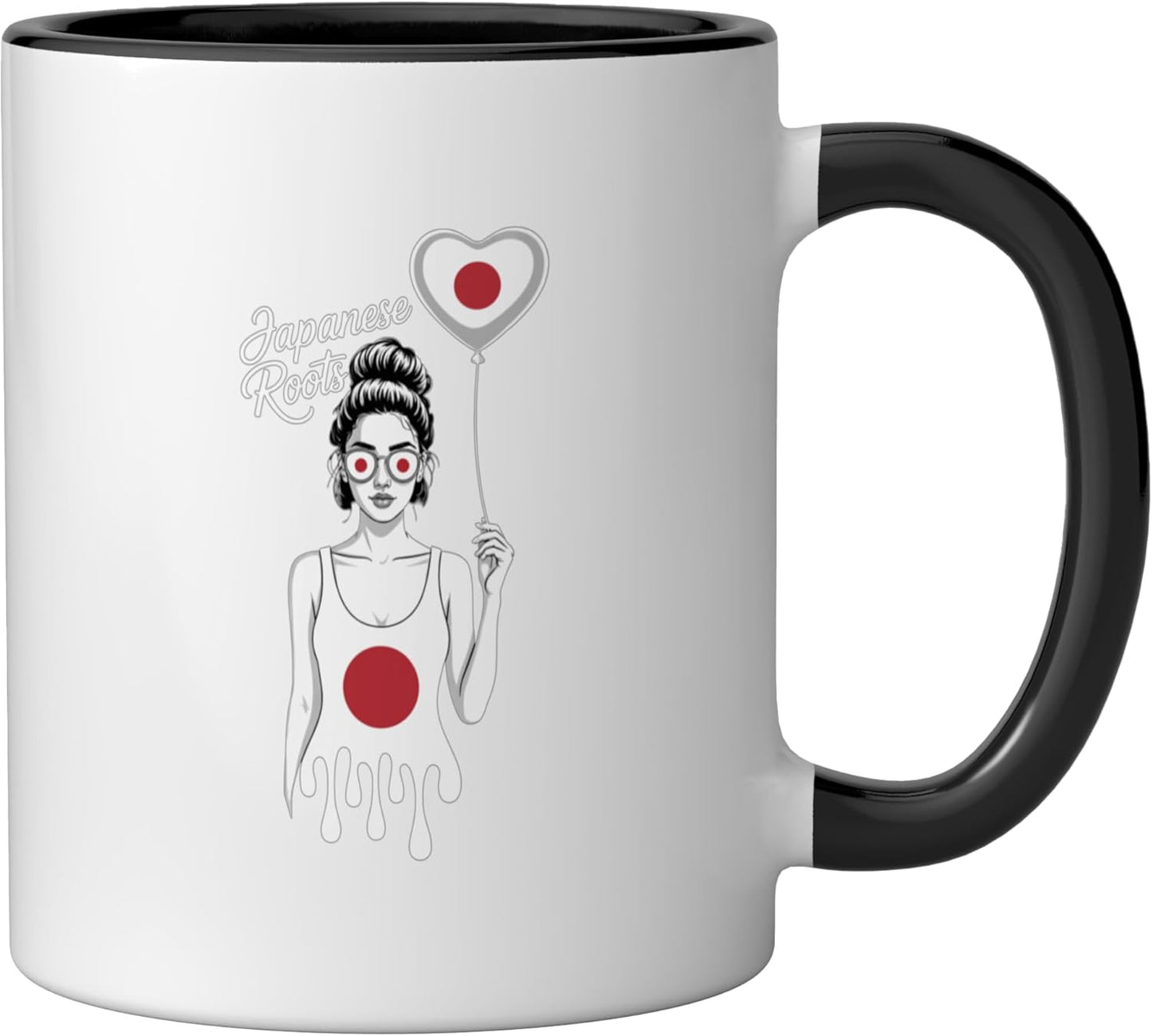 Taza Cerámica Bandera Japón Negro/Blanco
