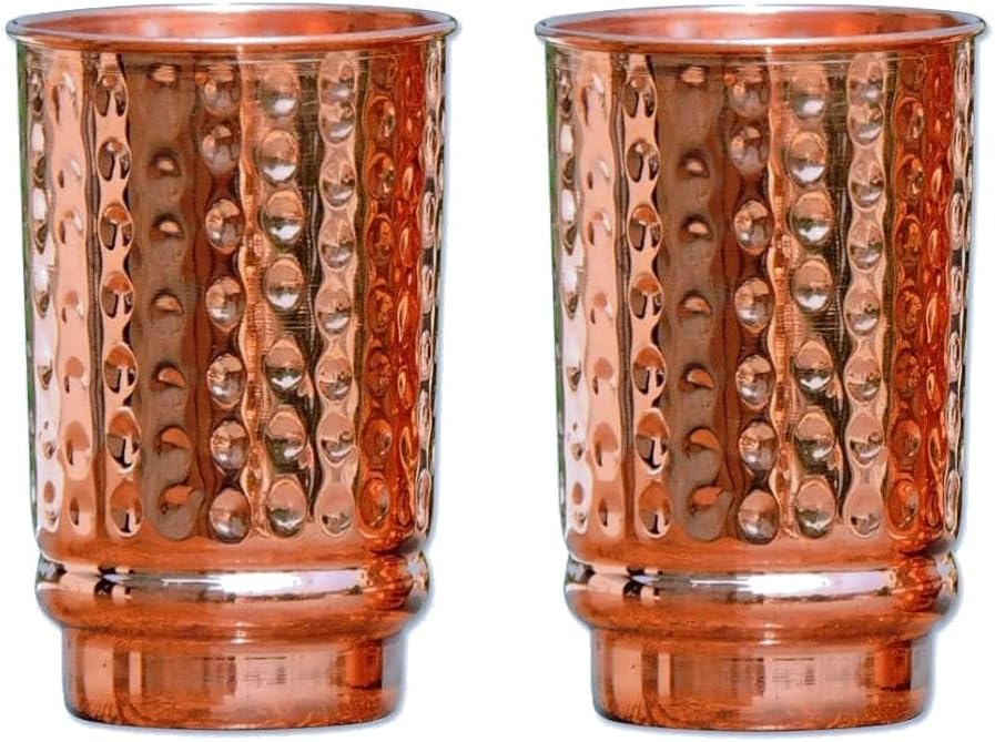 Set 2 Vasos Cobre Martillado Ayurvédico 11.8oz