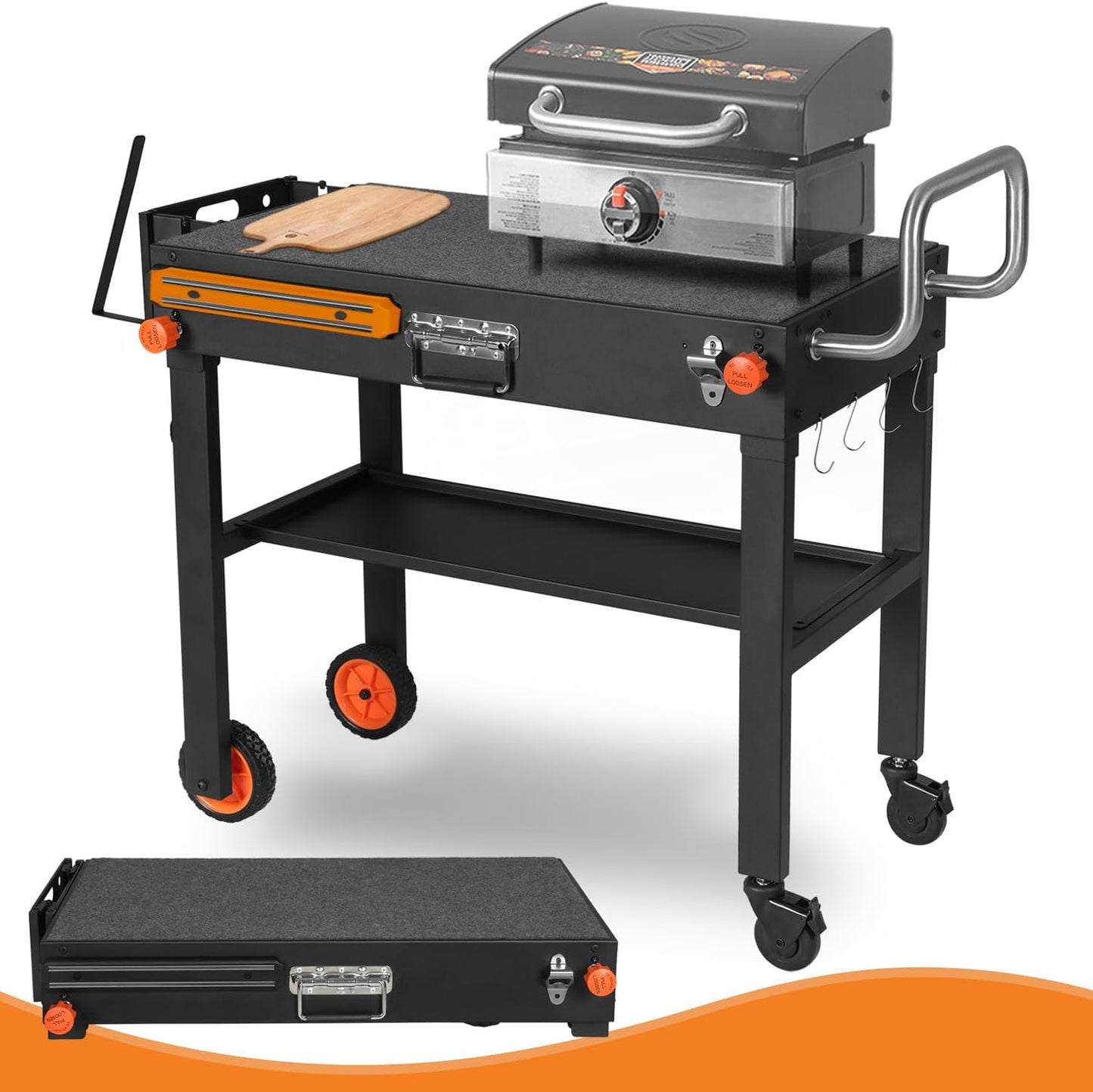 Carrito parrilla Blackstone 22pulg con cajuela y ruedas