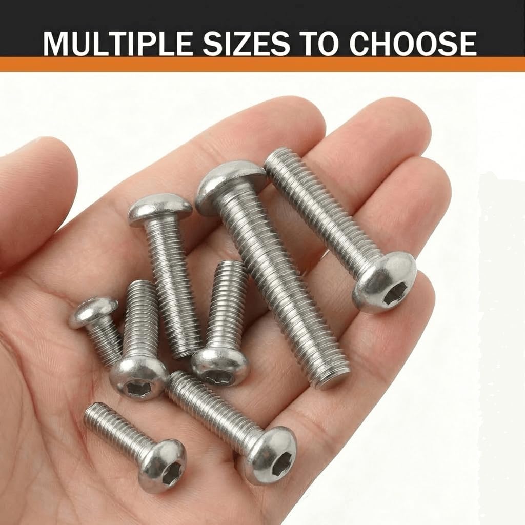 Tornillos cabeza botón M5x0.551pulg set 50 acero inox 304