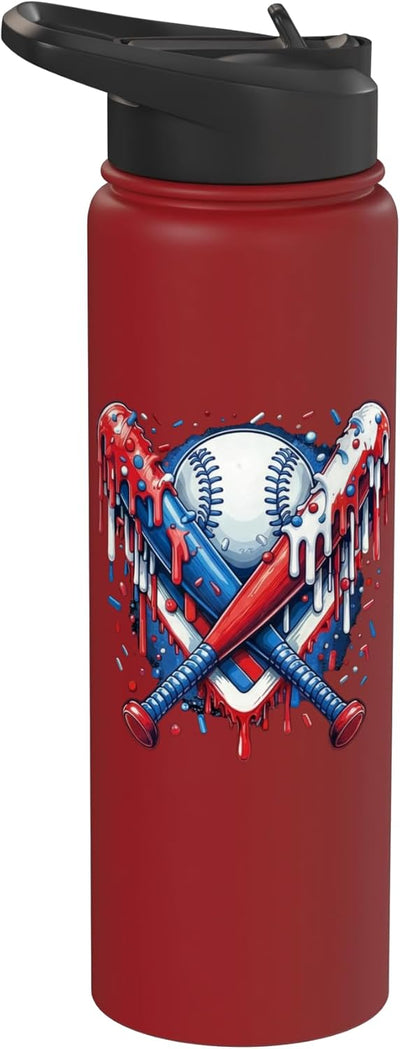 Botella de agua aislada americana con bandera 4 de julio