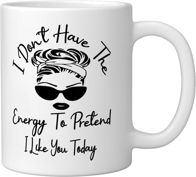 Taza Cerámica Humorística Blanca No Tengo Energía Hoy