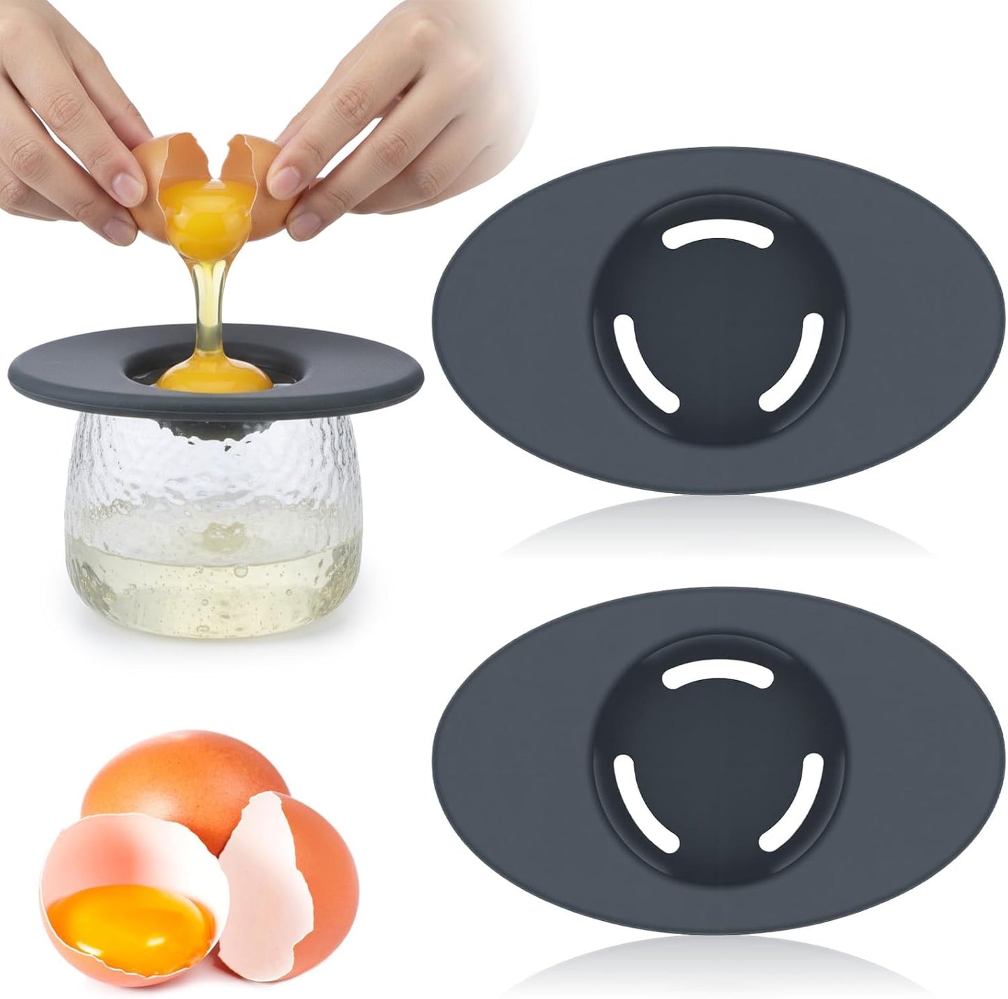 2 Separadores Huevos Silicona 3 Agujeros para Yema