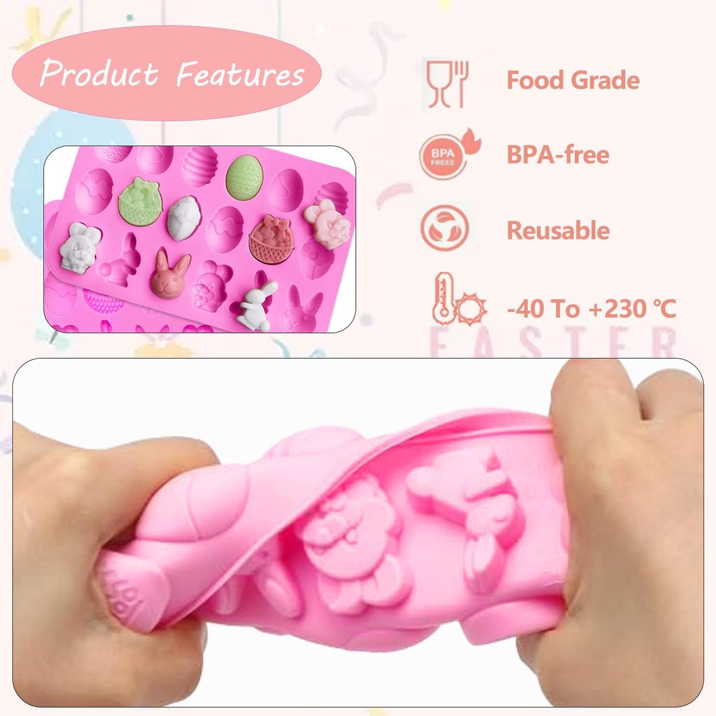 2 Moldes Silicona Conejo Pascua para Chocolate Galletas