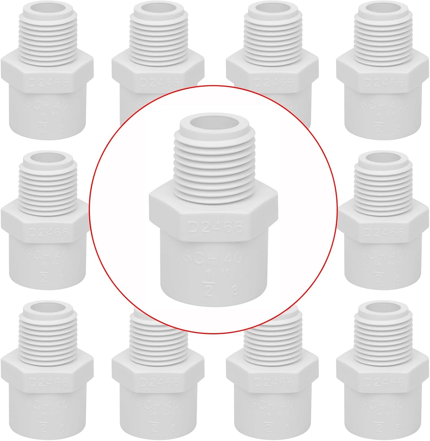 Pack 12 adaptadores PVC 1/2 pulg 2 vías SCH40