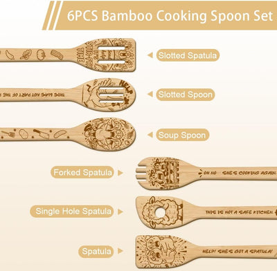 Set 6 cucharas madera animales granja utensilios cocina