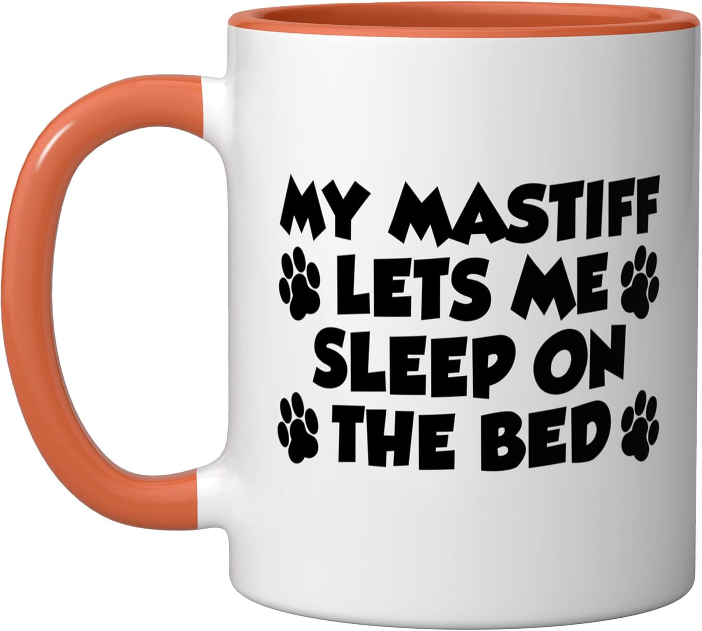 Taza Cerámica Dueño Perro Mastín Color Naranja/Blanco