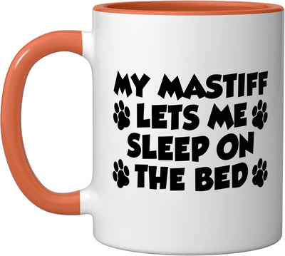 Taza Cerámica Dueño Perro Mastín Color Naranja/Blanco