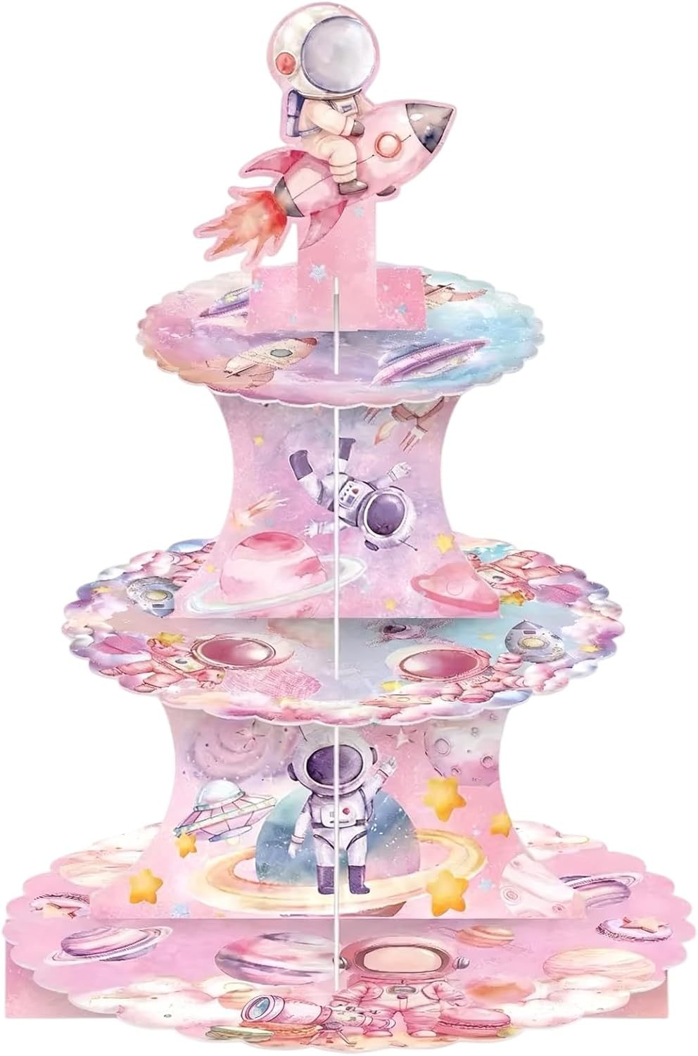 Soporte cupcakes astronauta 3 niveles fiestas espaciales