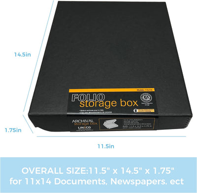 Caja almacenamiento folio 11x14 negra sin ácidos metal 2 pzas