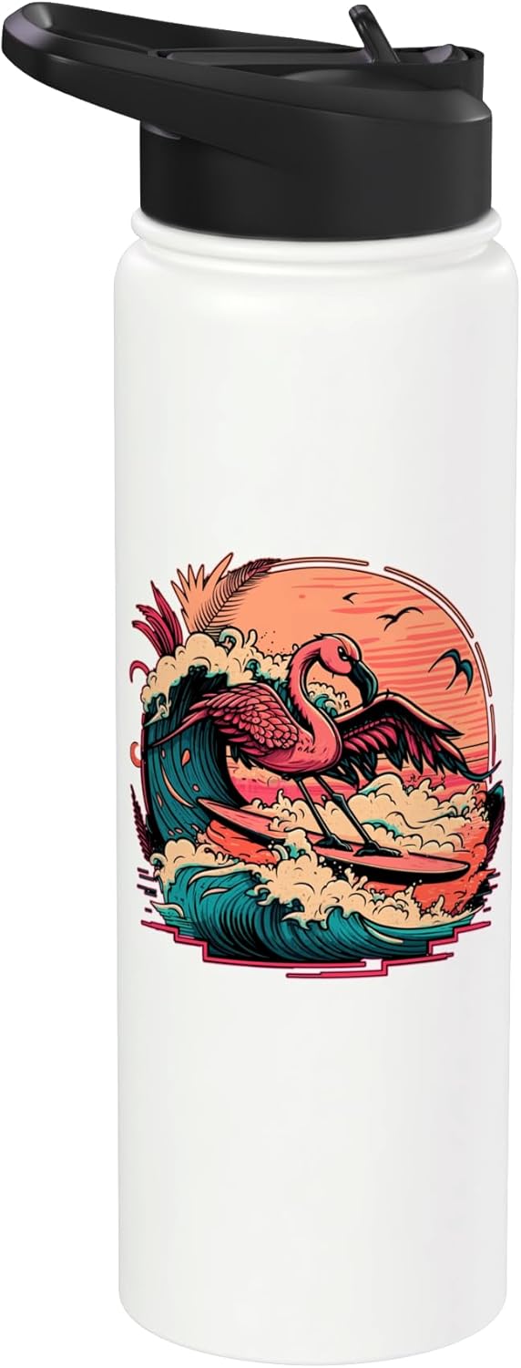 Botella agua aislada acero inox con flama rosa