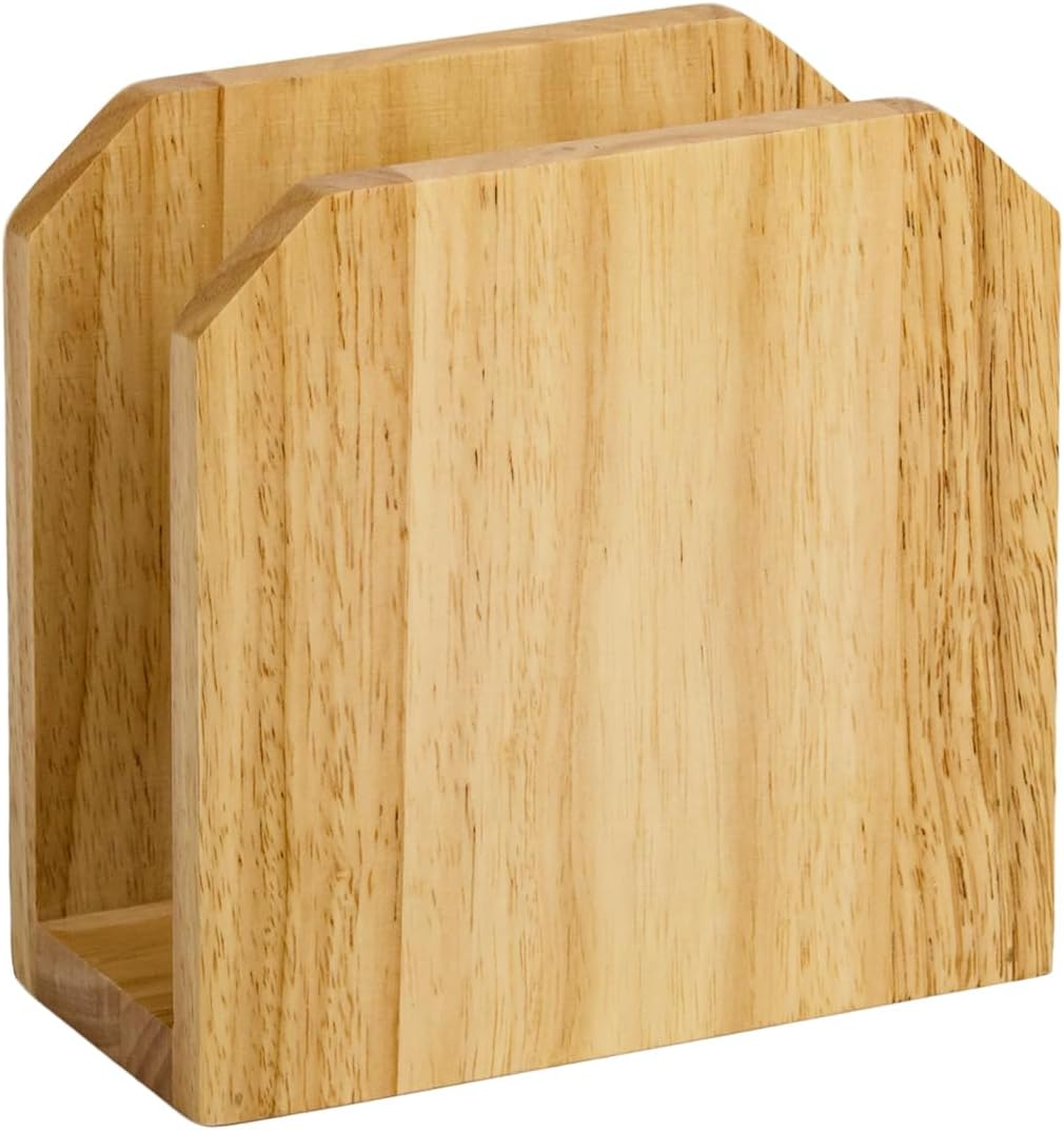 Servilletero madera goma maciza soporte vertical decoración rústica