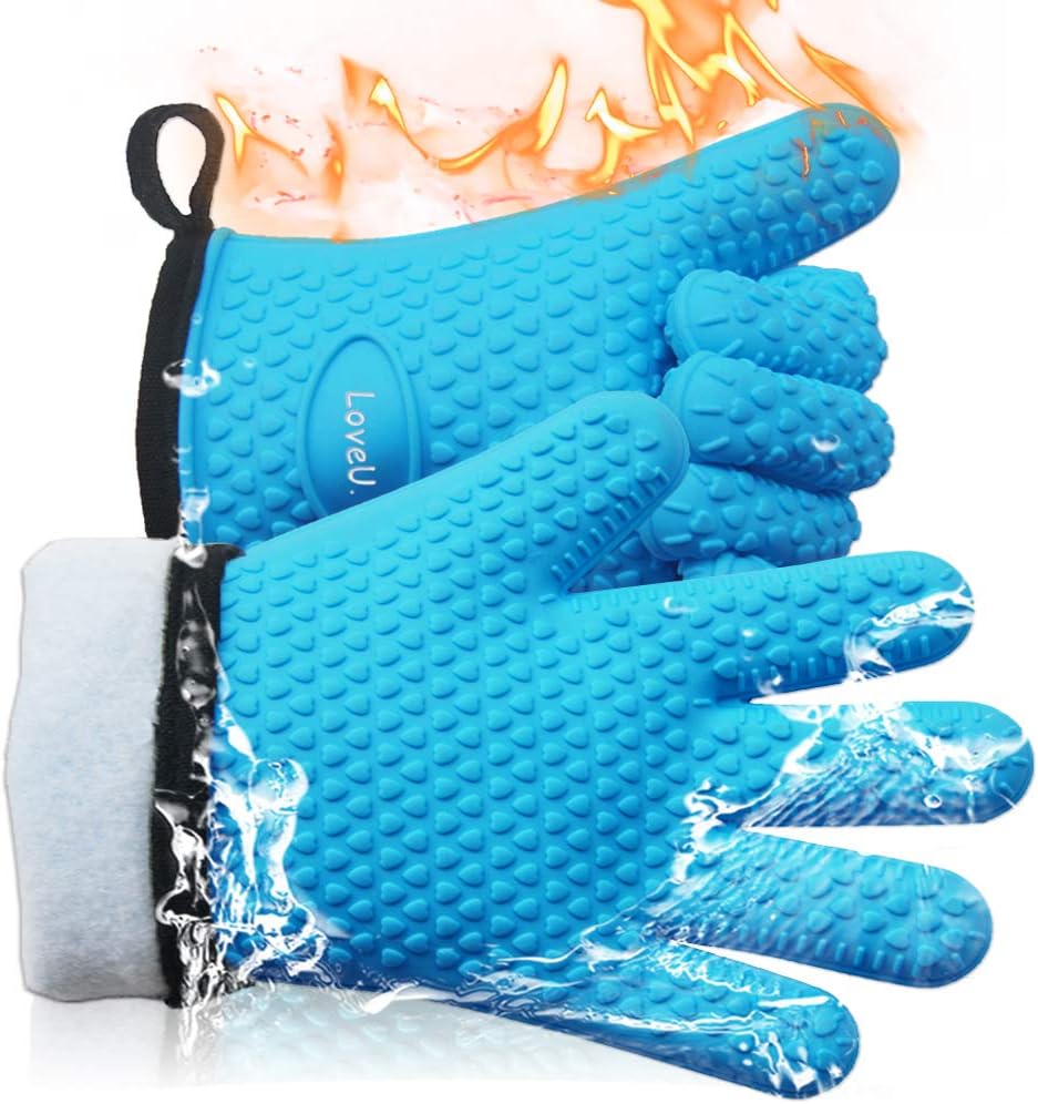 Guantes horno silicona doble capa 5 dedos antideslizante