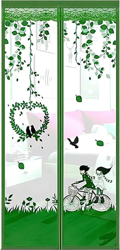 Puerta mosquitera magnética 39x83pulg malla hojas verdes