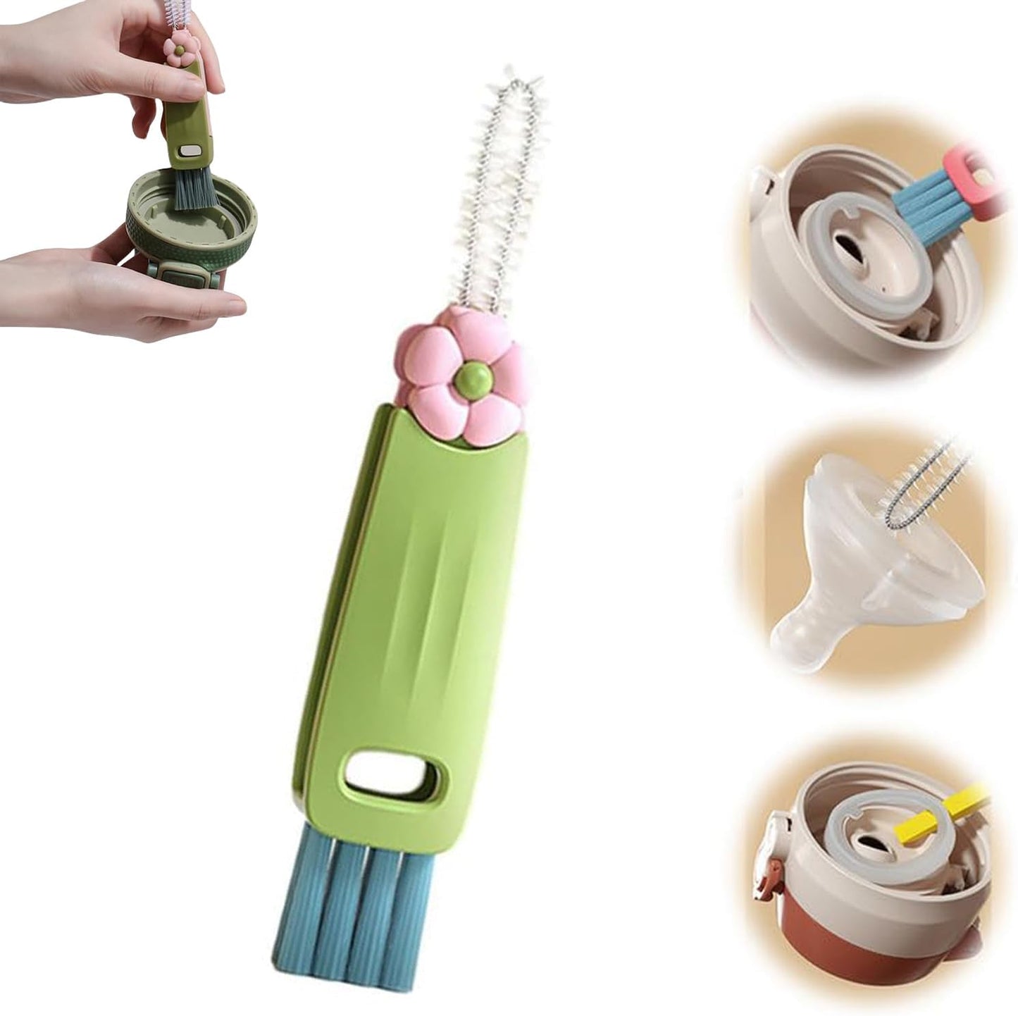 Cepillo limpieza tapa taza 3en1 multifuncional portátil verde