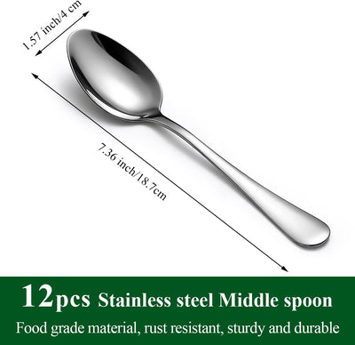 Set 12 cucharas sopa acero inox grado alimenticio hogar cocina