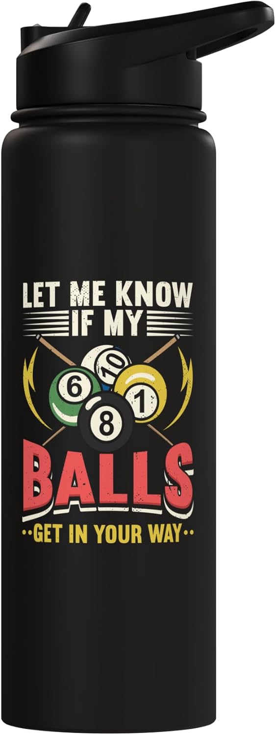 Botella de agua acero inoxidable aislada Billiards Design para jugador de billar