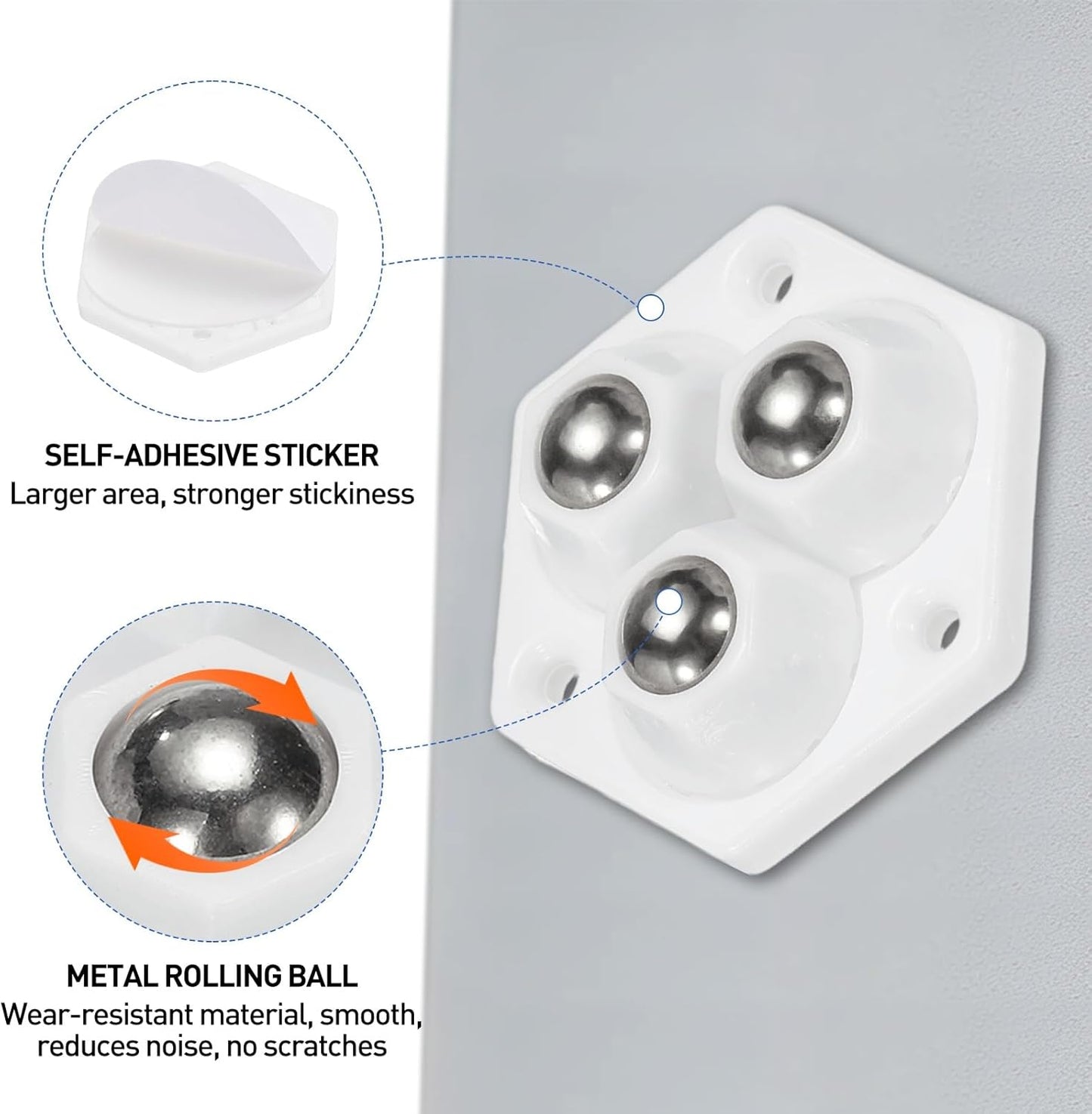 2 Ruedas autoadhesivas 1.5pulg giratorias 360 grados acero inox