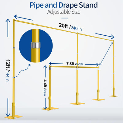 Soporte telón fondo ajustable 12x20ft base metal fiestas bodas