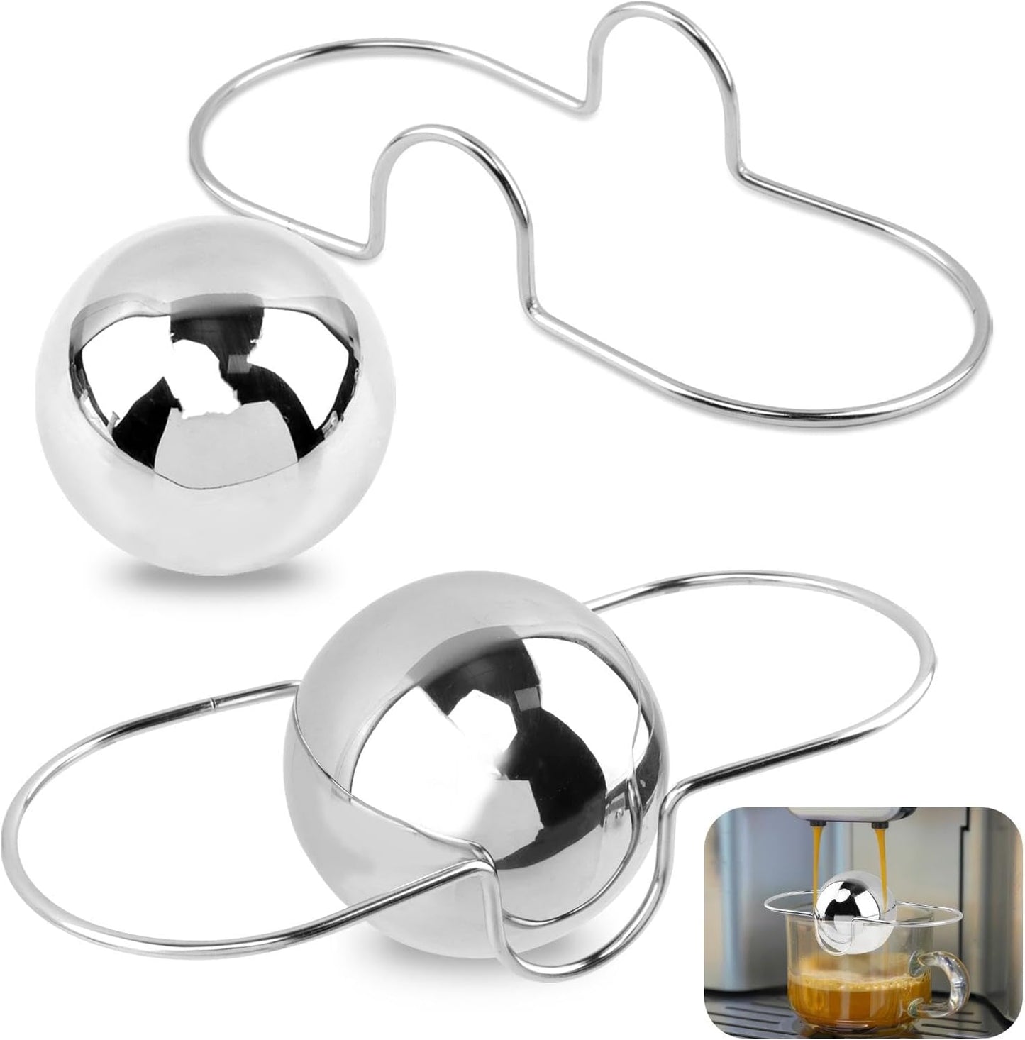 Paquete de 2 bolas de café expreso congelado de acero inoxidable
