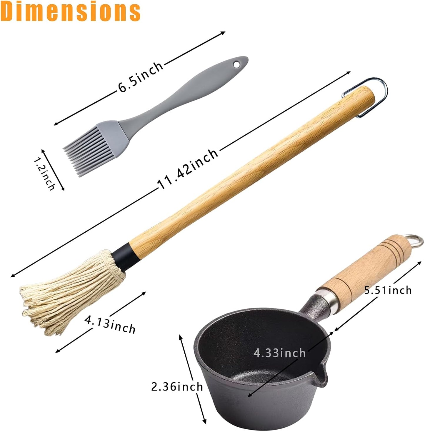 Barbacoa hierro fundido 11en1 cepillos para salsa parrilla camping