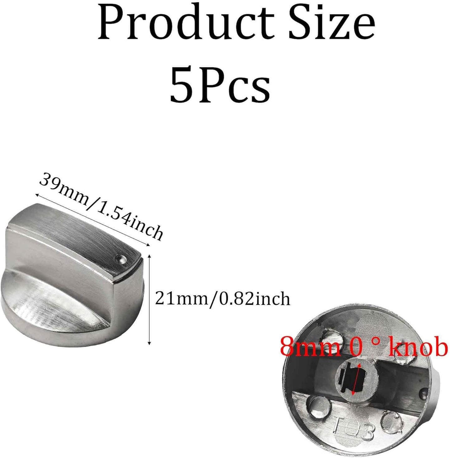 5 Pzas Repuesto Perilla Estufa Gas 0.315pulg Metal Resistente