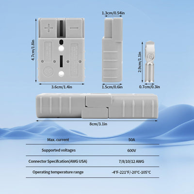 Pack 10 Conectores Batería 50A Comp SB50 600V Panel Solar