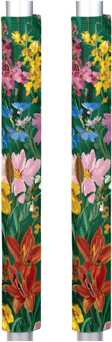 2 Pzas Fundas Manija Puerta Nevera Diseño Flores Retro Lavables