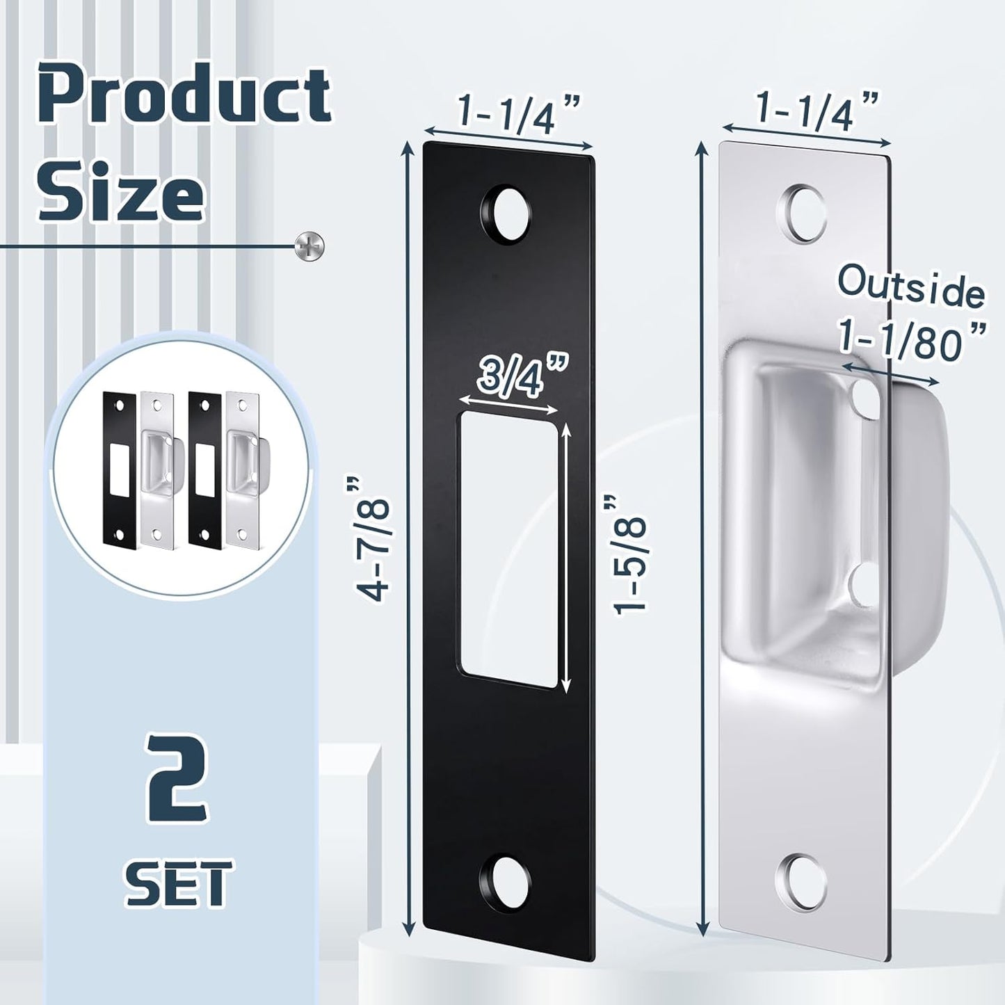 2 Pzas Placa Bloqueo Puerta 1-1/4x4-7/8 R Universal