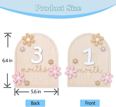 Tarjetas hitos mensuales bebé 1-12 meses regalo flor
