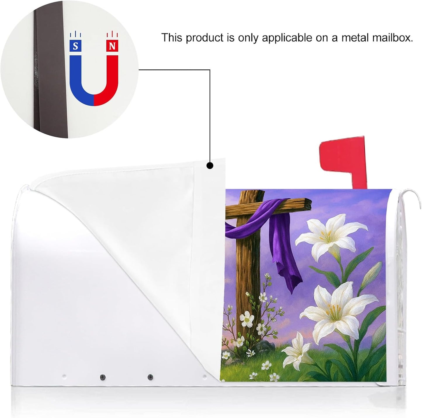 Funda Buzón Pascua Cruz Religiosa Tira Magnética 21x18pulg